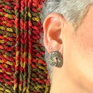 Sterling Silver Marcasite Knot earrings - GLITTER!